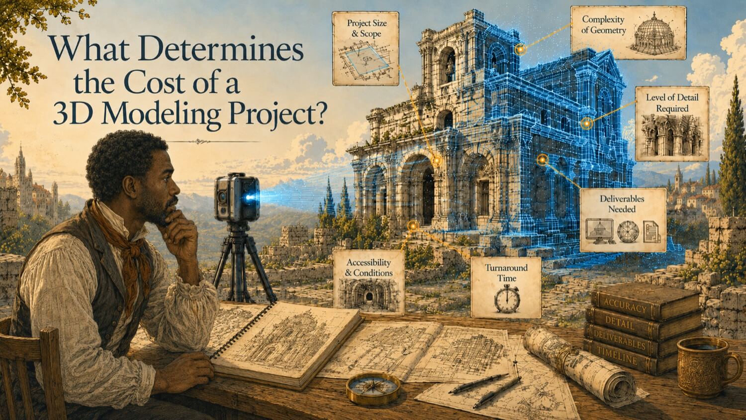 Illustration for the GDS resource article: What Determines the Cost of a 3D Modeling Project? | GDS