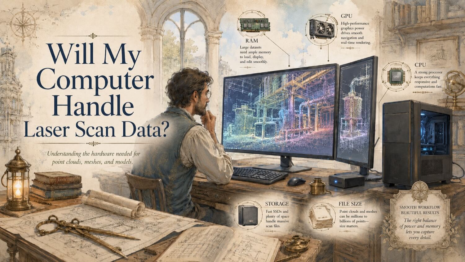 Illustration for the GDS resource article: Will My Computer Handle Laser Scan Data? | GDS