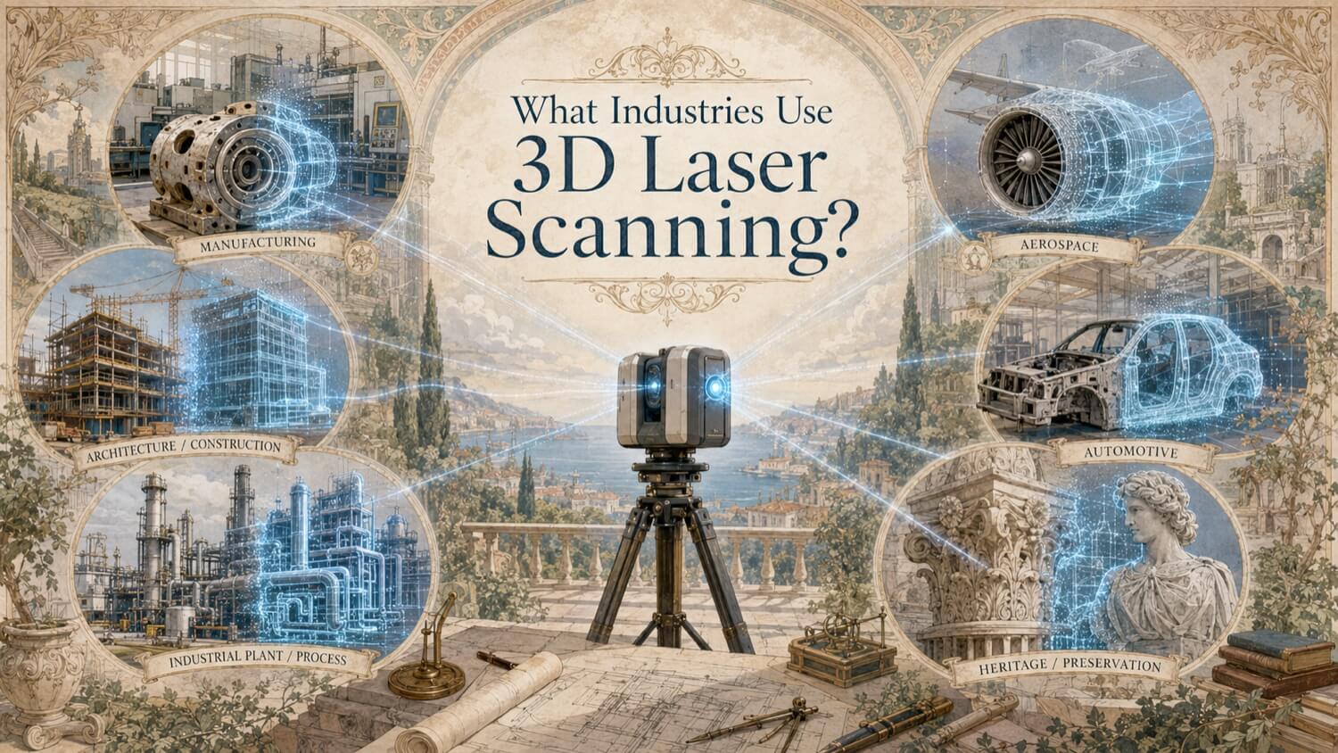 Illustration for the GDS resource article: What Industries Use 3D Laser Scanning? | GDS