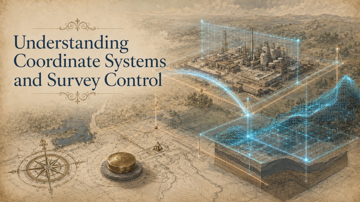 Illustration for the GDS resource article: Understanding Coordinate Systems and Survey Control